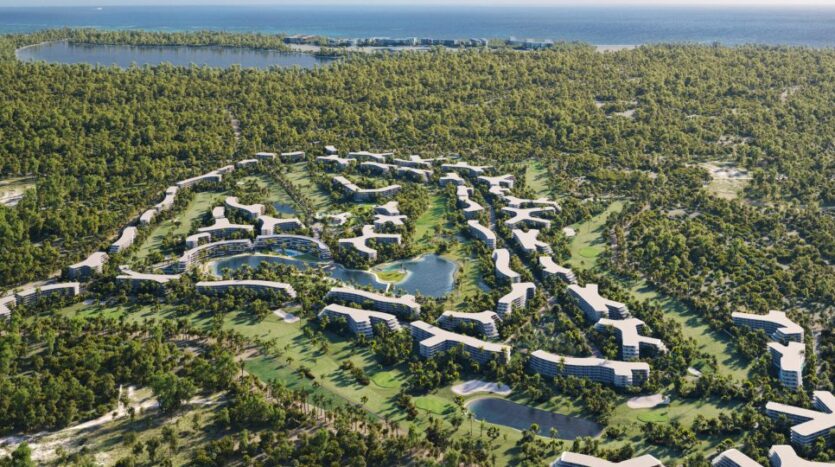 Das Wohngebiet Coral Golf in Punta Cana von oben.