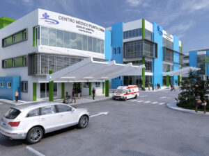 Das Centro Medico (ein Krankenhaus) von vorne in Bavaro Punta Cana