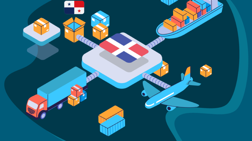 Schaubild für Freihandelszone, Flugzeug LKW Halle